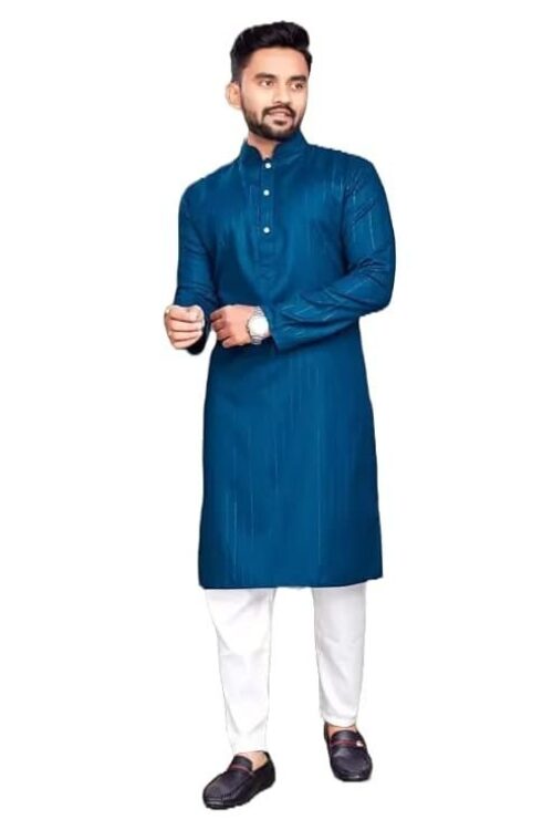 Mens’ Cotton Straight Zari Lining Kurta