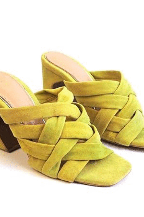 Heel Your Sole Wolly Lime Green Suede Leather Heels