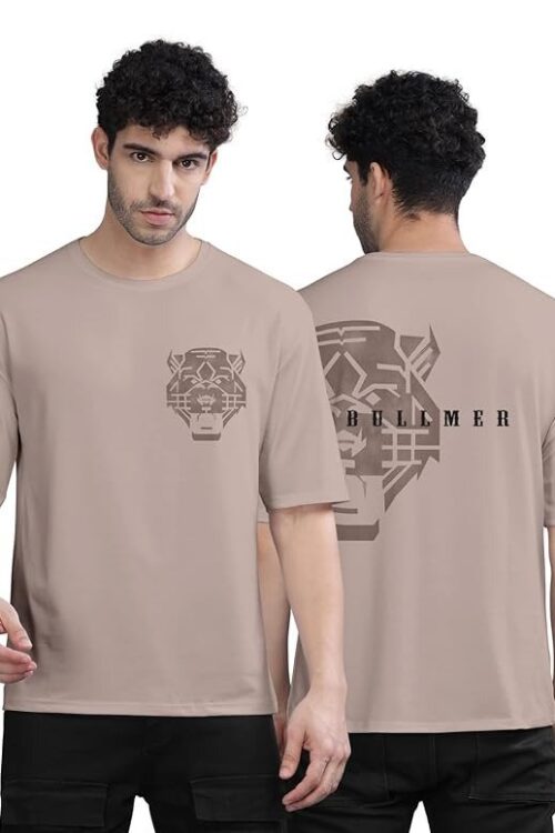 Black Trendy Front and Back Printed oversized Round Neck T-shirt for men