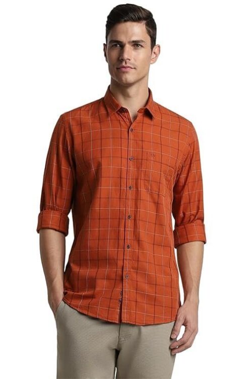 Peter England Men’s Checkered Casual Everyday Full Sleeve Shirt | 100% Cotton