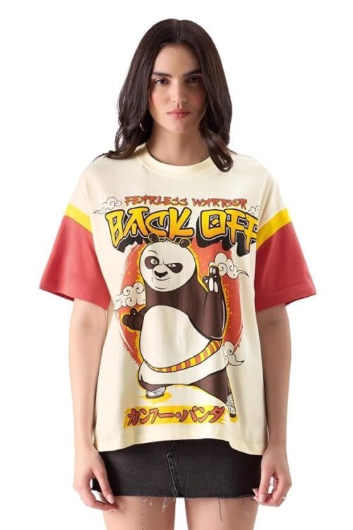 Back Off Womens Oversized Fit Graphic Printed Half Sleeve Cotton Multicolored