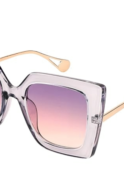 Karsaer Sunglasses Womens Trendy, Oversized Square Shades, Pearl Inlay Cat Eye Frame UV400 Protection E1051