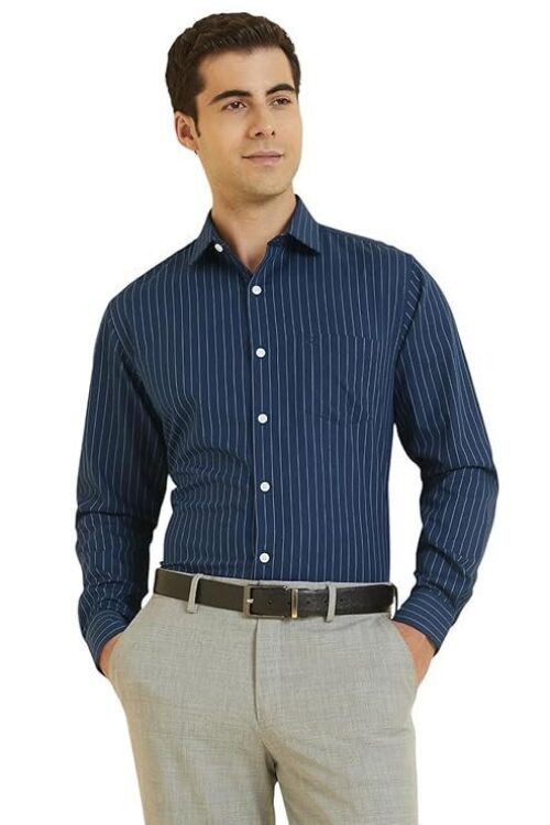 All Men’s Cotton Classic Fit Stripe Formal Shirt