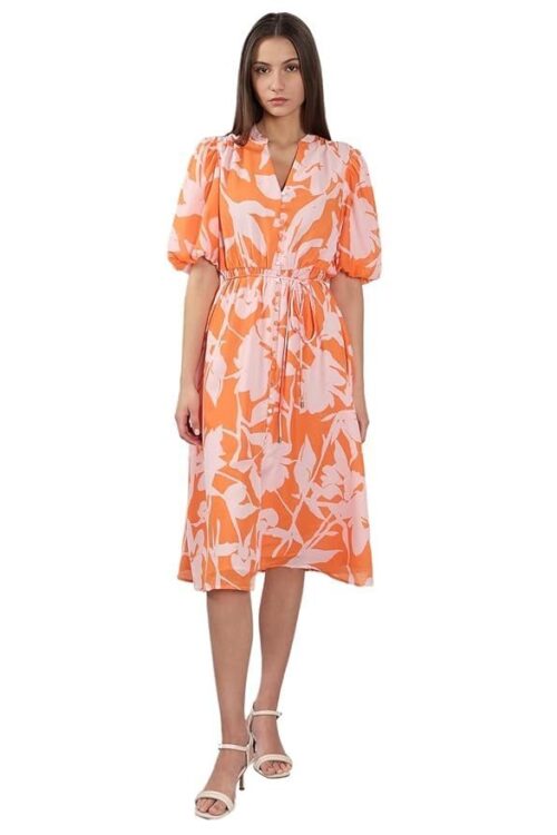 VERO MODA Women’s Polyester Fit and Flare Midi Dress