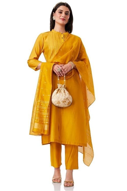 Women’s Embroidered Kurta Pant Set with Dupatta