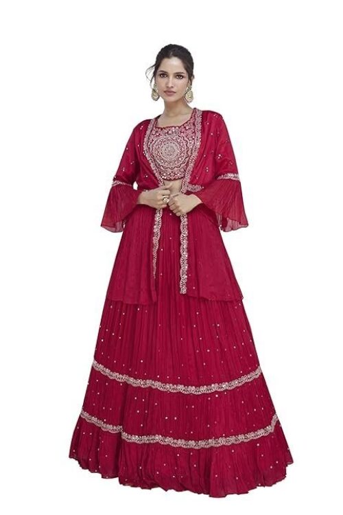 Miss Ethnik Elegant Pink Embroidered Lehenga Choli Set