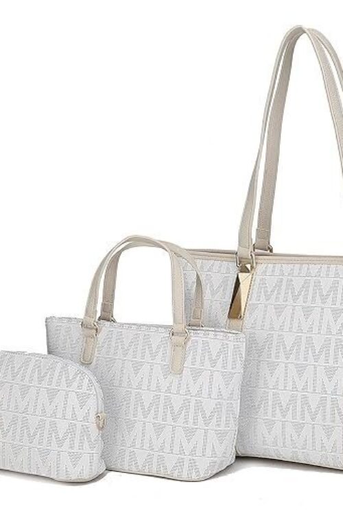 MKF Collection Tote Bag for Women, Shoulder Handbag & Wristlet Pouch Purse Top Handle Vegan Leather 4Pcs Set Pocketbook