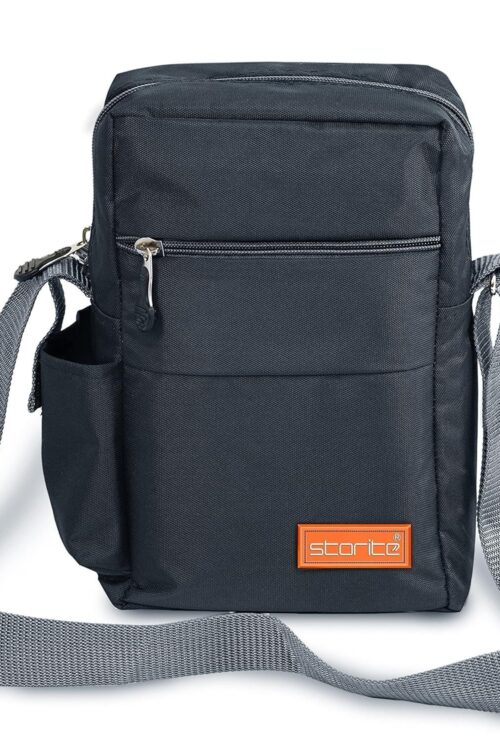 Storite 10 Inch Stylish Padded Mini Sling Bag for Men and Women, Small Passport Travel Bag and Small Sling Bag With Water Bottle Pocket